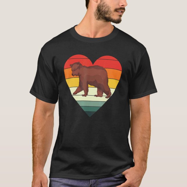Camiseta Urso-Marrom Retro Coração Animal (Frente)