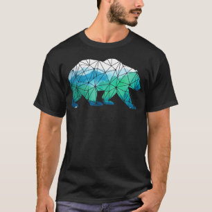 Camiseta Urso Montanhas Baixo Poli Grizzly Trilha Acampamen