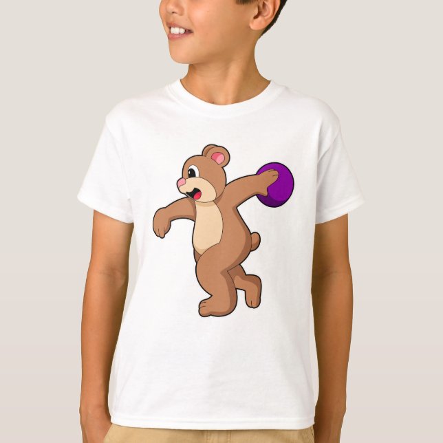 Camiseta Urso na Boliche com Bola de boliche (Frente)