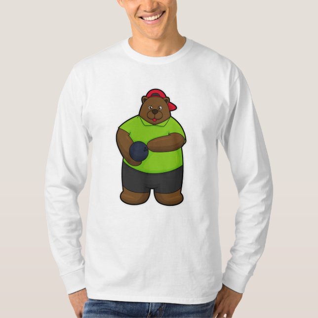 Camiseta Urso na Boliche com Bola de boliche (Frente)