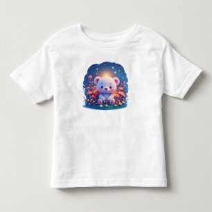 Camiseta Urso na Floresta Colorida Com Estrelas e Cogumelos