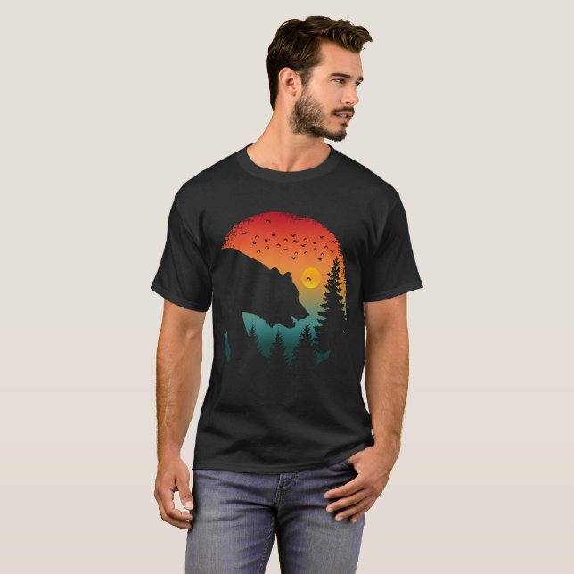 Camiseta Urso Na Floresta Vintage (Frente Completa)