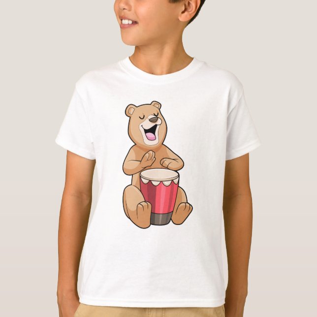 Camiseta Urso na Música com Tambor (Frente)