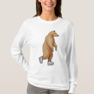 Camiseta Urso na patinação de gelo com skates de gelo