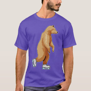 Camiseta Urso na patinação de gelo com skates de gelo