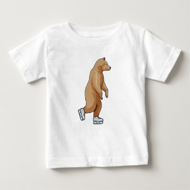 Camiseta Urso na patinação de gelo com skates de gelo (Frente)