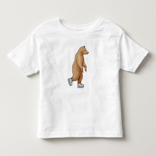 Camiseta Urso na patinação de gelo com skates de gelo (Frente)