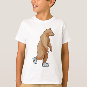 Camiseta Urso na patinação de gelo com skates de gelo