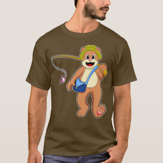 Camiseta Urso na pesca com a vara de pesca 1