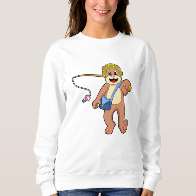 Camiseta Urso na pesca com vara de pesca (Frente)
