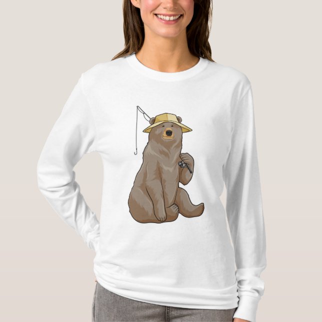 Camiseta Urso na pesca com vara de pesca (Frente)