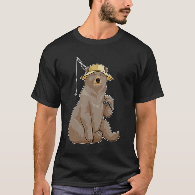 Camiseta Urso na pesca com vara de pesca (Frente)