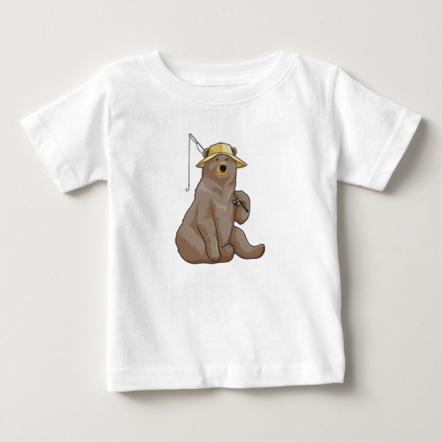 Camiseta Urso na pesca com vara de pesca (Frente)