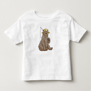 Camiseta Urso na pesca com vara de pesca