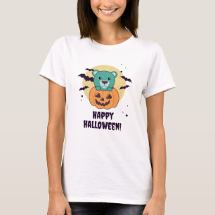 Camiseta Urso Na Pumpkin Doces Ursos Feliz Dia das Bruxas