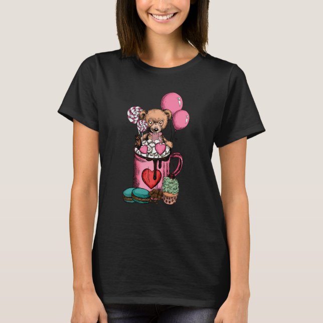 Camiseta Urso Namorados de copa de café/Cueca do dia (Frente)