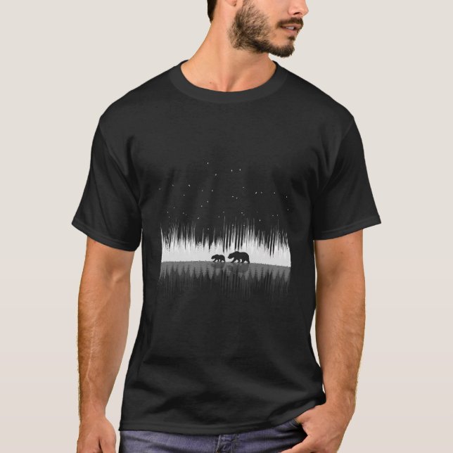 Camiseta Urso-Natureza Refletido Urso Negro (Frente)