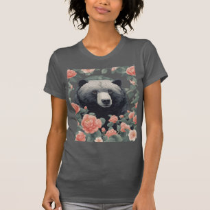 Camiseta Urso Negro do Alabama Fofo Cercado por Camélia