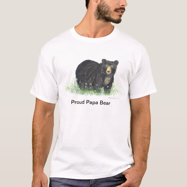 Camiseta Urso negro, novo papai de urso de papá orgulhoso (Frente)