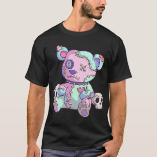 Camiseta Urso Nervoso Kawaii - Gótico Rosa-Rosa