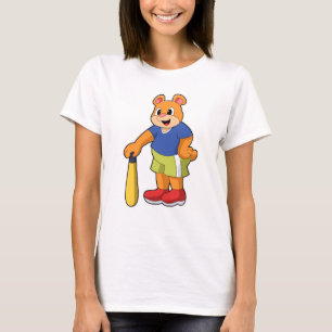 Camiseta Urso no Baseball com Baco de Beisebol