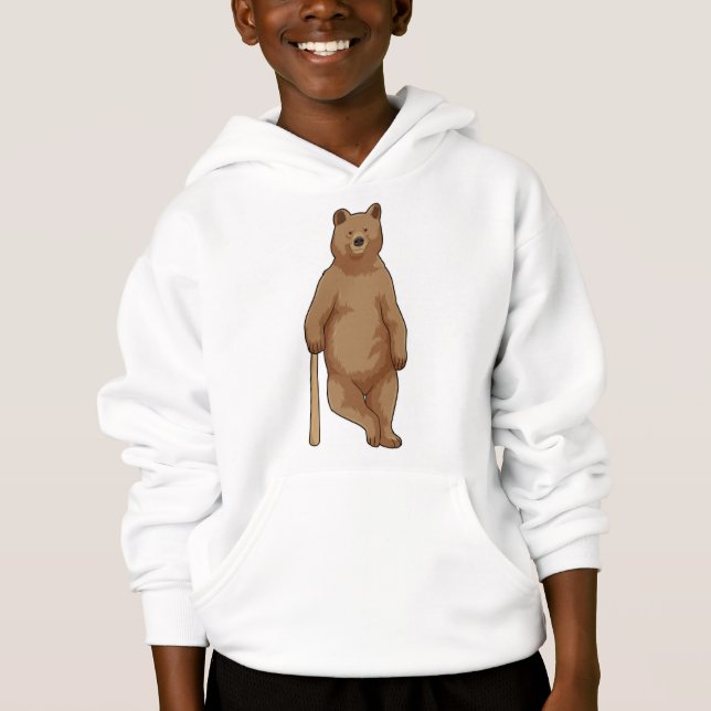 Camiseta Urso no Baseball com Baco de Beisebol (Frente)