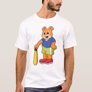 Camiseta Urso no Baseball com Baco de Beisebol