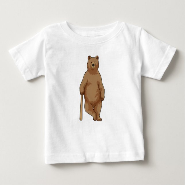 Camiseta Urso no Baseball com Baco de Beisebol (Frente)
