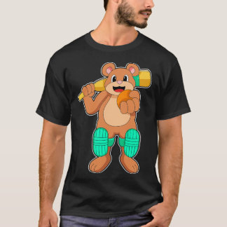 Camiseta Urso no críquete com taco de críquete
