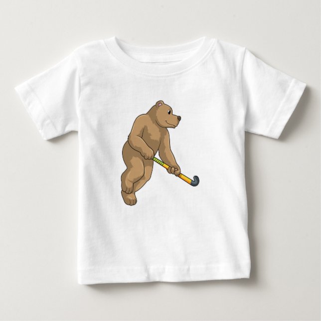 Camiseta Urso no Hockey com Taco de Hóquei (Frente)