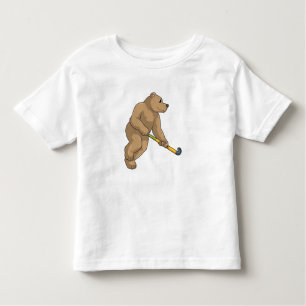 Camiseta Urso no Hockey com Taco de Hóquei