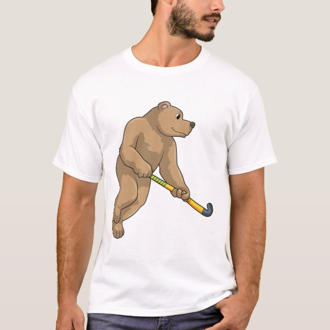 Camiseta Urso no Hockey com Taco de Hóquei (Frente)