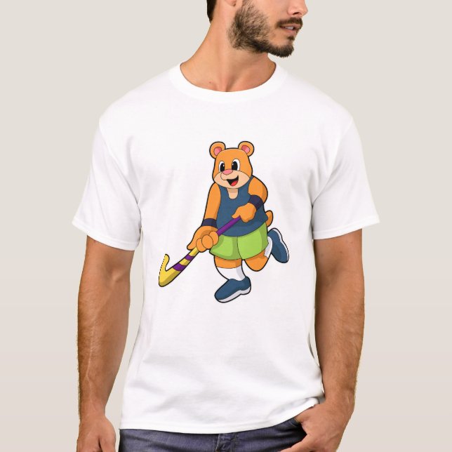 Camiseta Urso no Hockey com Taco de Hóquei (Frente)