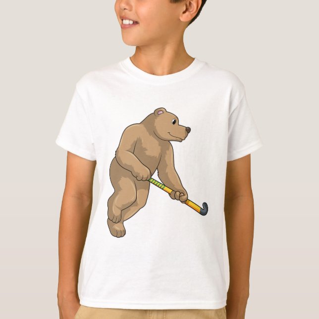 Camiseta Urso no Hockey com Taco de Hóquei (Frente)
