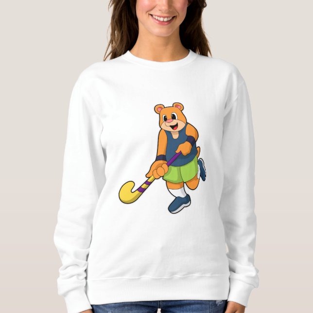Camiseta Urso no Hockey com Taco de Hóquei (Frente)