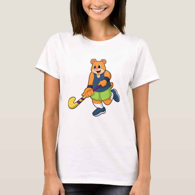 Camiseta Urso no Hockey com Taco de Hóquei (Frente)