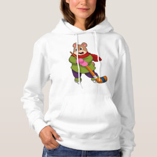 Camiseta Urso no hóquei no gelo com bastão de hóquei no gel