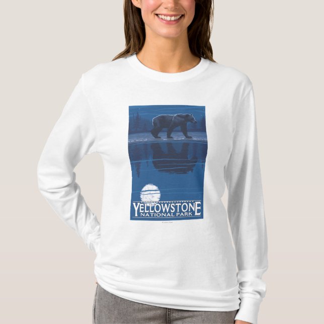 Camiseta Urso no luar - parque nacional de Yellowstone (Frente)