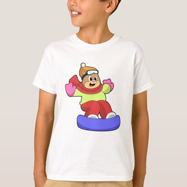 Camiseta Urso no Snowboard com Snowboard (Frente)
