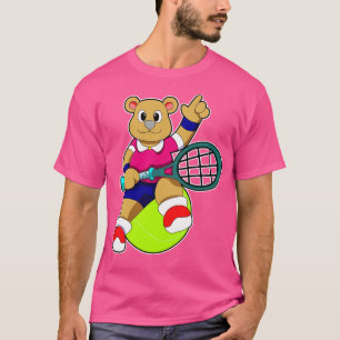 Camiseta Urso no Tênis com a bola de Tênis de Tênis racket