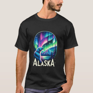 Camiseta Urso Norte Alasca Ilumina Aurora Exibindo Vacinaçã