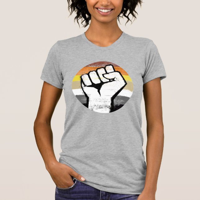Camiseta Urso Orgulho Punho Círculo Impressão (Frente)