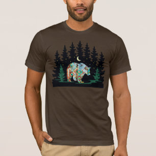 Camiseta Urso Padrão Americano Nativo em Woodlands