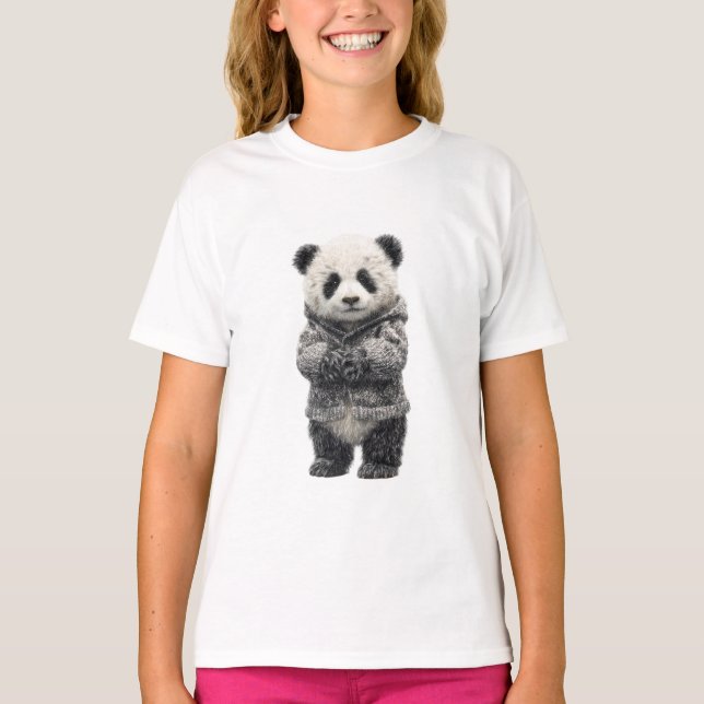 Camiseta Urso Panda Adorável em Pé para Crianças (Frente)