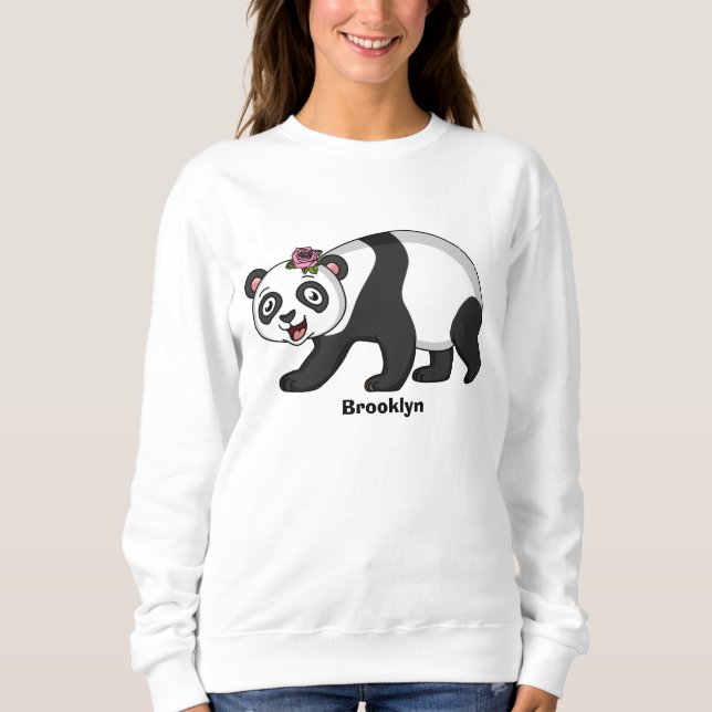 Camiseta Urso panda bonito e feliz com desenho animado (Frente)