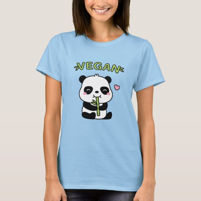 Camiseta Urso Panda Bonito Munching Bamboo Vegan (Frente)