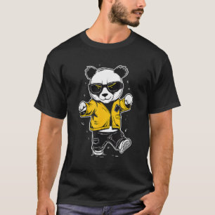 Camiseta Urso Panda Dançante Com Óculos De Sol