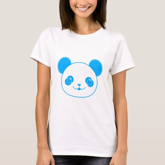 Camiseta Urso Panda de Kawaii Azul (Frente)