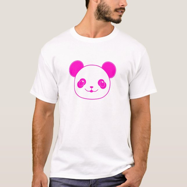 Camiseta Urso Panda de Kawaii Rosa (Frente)