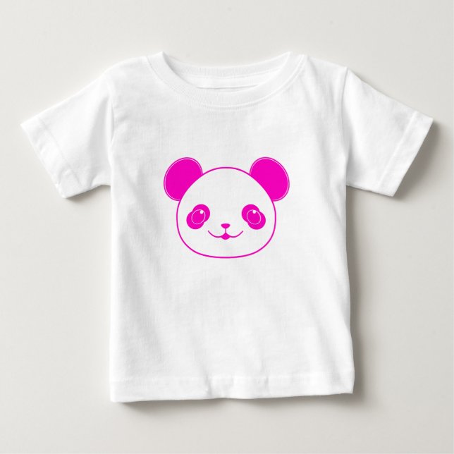 Camiseta Urso Panda de Kawaii Rosa (Frente)